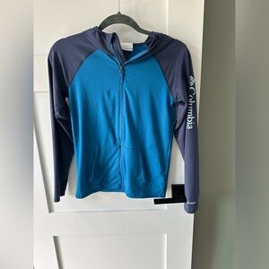 Columbia  Omni Shade Zip Up Jacket Boys Size Medium 10/12 Blue With Hood